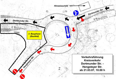 Bild zum Artikel: Genderte Verkehrsfhrung am Kreisverkehr Dortmunder Strae