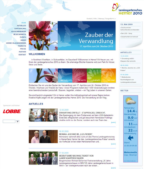 Bild zum Artikel: Neue Homepage der Landesgartenschau Hemer 2010 GmbH